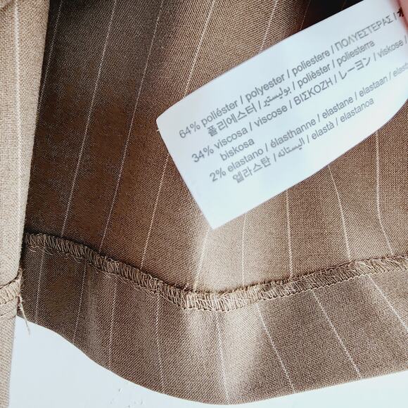 Zara Tan Brown Pinstriped Box Pleated Mini Skirt with Pocket Size XL - Picture 8 of 12